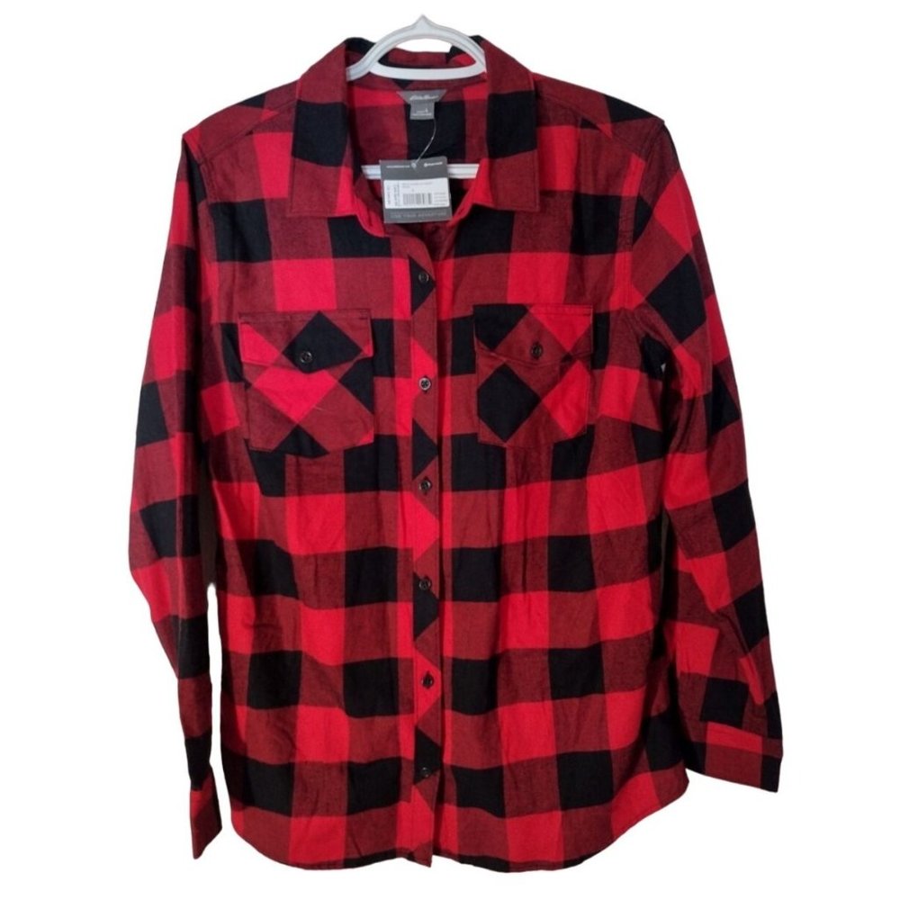 Women's Large NWT Eddie Bauer Red and Black‎ Soft Flannel Shirt